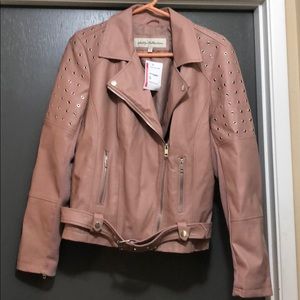 Sebby Collection blush faux leather jacket size L